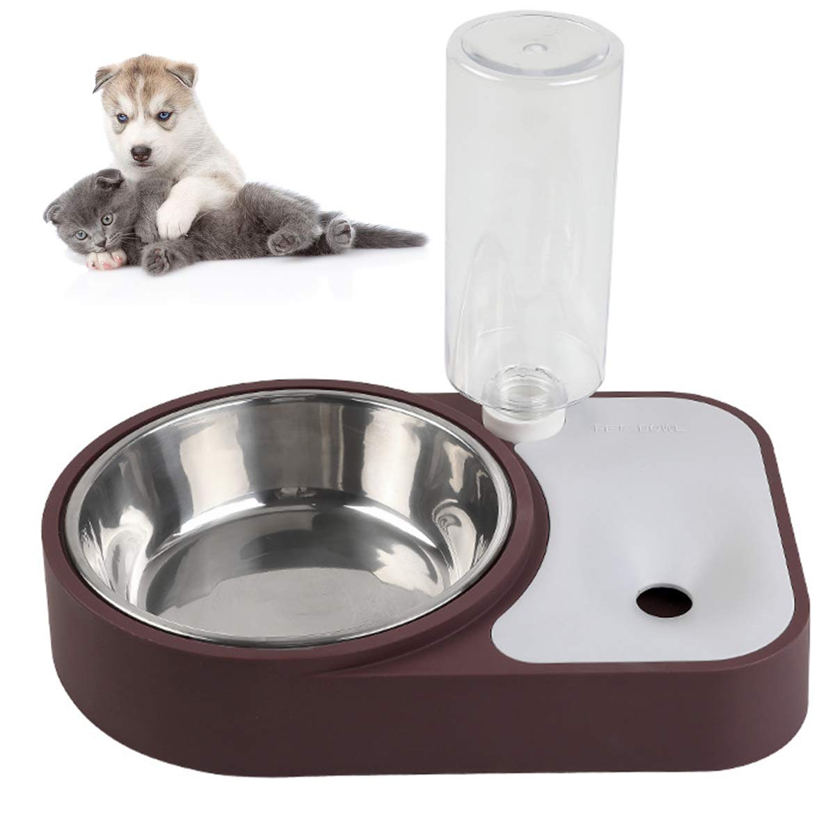 Double Dog Cat Bowl, Pet Water and Food Bowls Set with Detachable